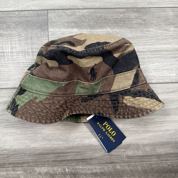 Polo Ralph Lauren Camouflage Bucket Hat Beachside Green Brown Camo L/XL NWT B - Picture 1 of 7